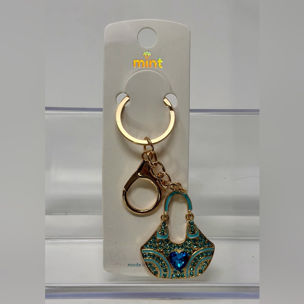 Elegant Gold and Teal Purse Bag Charm